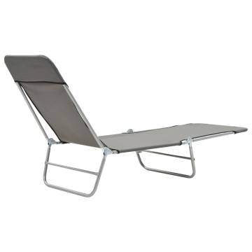 Folding Sun Loungers 2 pcs Steel and Fabric - Grey Comfort