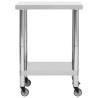 Stainless Steel Kitchen Work Table with Wheels - 60x30x85 cm