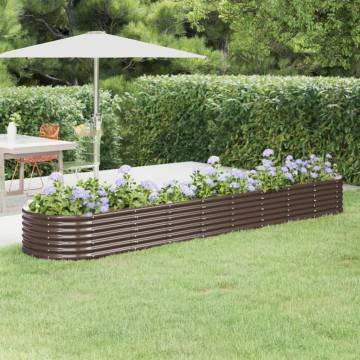 Garden Raised Bed Powder-coated Steel 368x80x36 cm - Brown