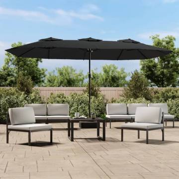 Double-Head Parasol Black 449x245 cm | Hipomarket UK