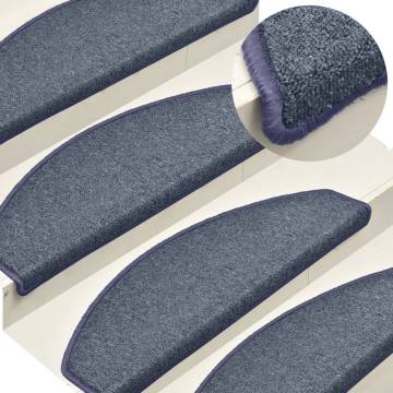 Carpet Stair Treads - Dark Grey & Blue | 15 pcs - 65x24 cm