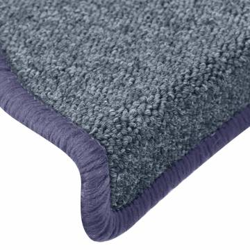 Carpet Stair Treads - Dark Grey & Blue | 15 pcs - 65x24 cm