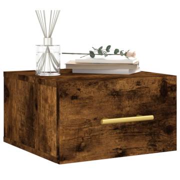 Wall-mounted Bedside Cabinet Smoked Oak - 35x35x20 cm