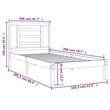 Black Solid Wood Pine Bed Frame 100x200 cm | Hipomarket