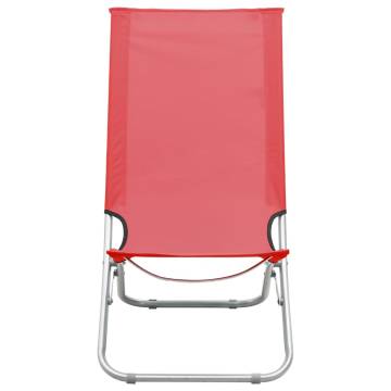 Folding Beach Chairs - 2 pcs Red Fabric for Relaxation