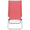 Folding Beach Chairs - 2 pcs Red Fabric for Relaxation