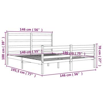 Solid Wood Pine Bed Frame 140x190 cm - Grey - Hipomarket