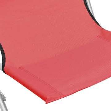 Folding Beach Chairs - 2 pcs Red Fabric for Relaxation