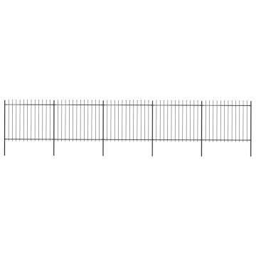 Elegant Black Steel Garden Fence with Spear Top - 8.5x1.5m