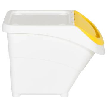 Stackable Waste Bins with Lids - 3 pcs White PP - 78 L