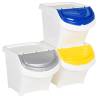 Stackable Waste Bins with Lids - 3 pcs White PP - 78 L