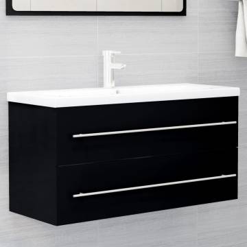 Stylish Black Sink Cabinet - 100x38.5x48 cm Engineered Wood