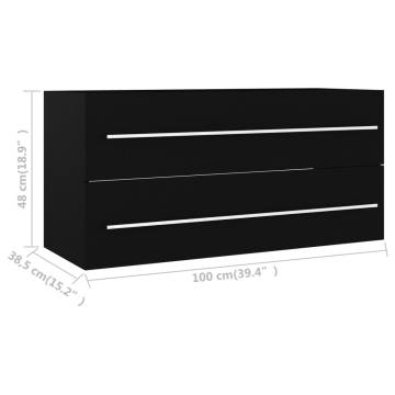 Stylish Black Sink Cabinet - 100x38.5x48 cm Engineered Wood