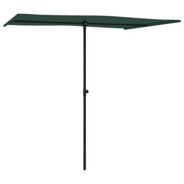 Outdoor Parasol with Aluminium Pole - Green 2x1.5 m