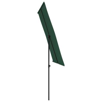 Outdoor Parasol with Aluminium Pole - Green 2x1.5 m