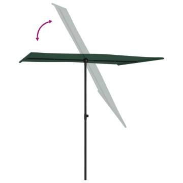 Outdoor Parasol with Aluminium Pole - Green 2x1.5 m