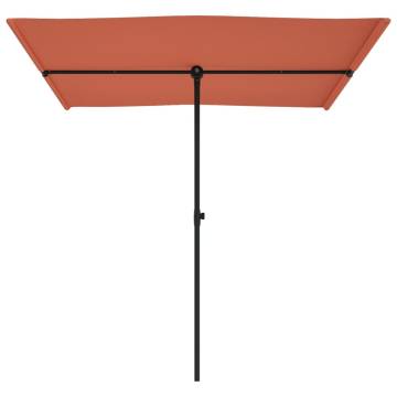 Terracotta Outdoor Parasol with Aluminium Pole - 2x1.5m