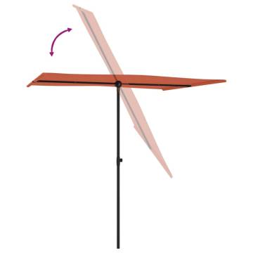 Terracotta Outdoor Parasol with Aluminium Pole - 2x1.5m