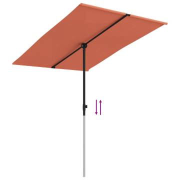 Terracotta Outdoor Parasol with Aluminium Pole - 2x1.5m