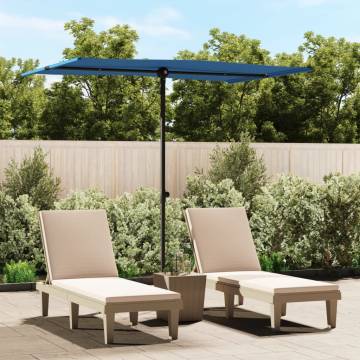 Outdoor Parasol with Aluminium Pole 2x1.5m - Azure Blue