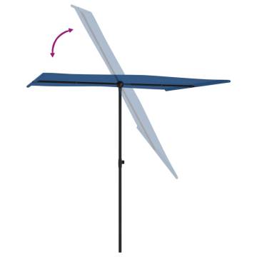 Outdoor Parasol with Aluminium Pole 2x1.5m - Azure Blue