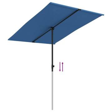 Outdoor Parasol with Aluminium Pole 2x1.5m - Azure Blue