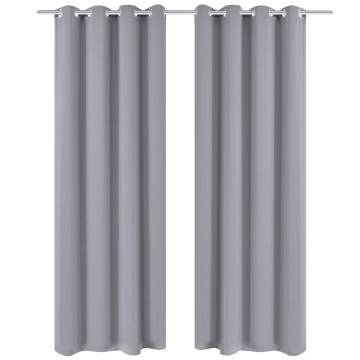 Blackout Curtain with Metal Eyelets - Grey 270x245 cm