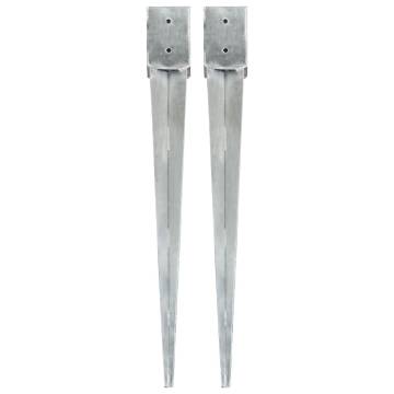 Durable Galvanised Steel Ground Spikes - 2 pcs Silver