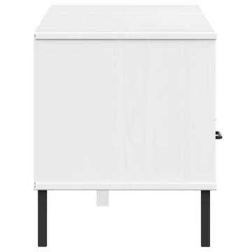 OSLO White TV Cabinet with Metal Legs - Solid Pine Wood