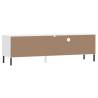 OSLO White TV Cabinet with Metal Legs - Solid Pine Wood