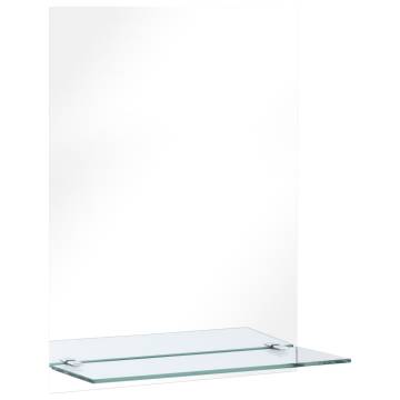 Stylish Wall Mirror with Shelf - 30x50 cm Tempered Glass