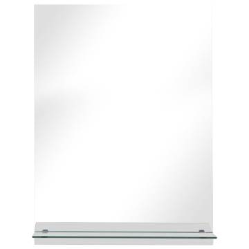 Stylish Wall Mirror with Shelf - 30x50 cm Tempered Glass