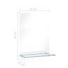 Stylish Wall Mirror with Shelf - 30x50 cm Tempered Glass