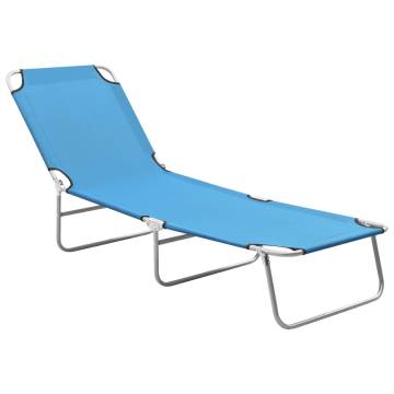 Folding Sun Lounger - Steel & Fabric in Turquoise Blue