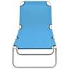 Folding Sun Lounger - Steel & Fabric in Turquoise Blue