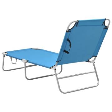 Folding Sun Lounger - Steel & Fabric in Turquoise Blue