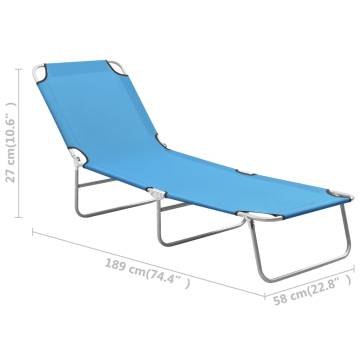 Folding Sun Lounger - Steel & Fabric in Turquoise Blue