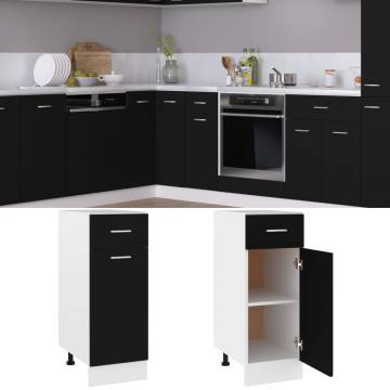 Drawer Bottom Cabinet Black - Space-Saving Storage 30x46x81.5 cm