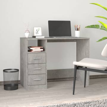 Modern Desk with Drawers in Concrete Grey - 102x50x76 cm