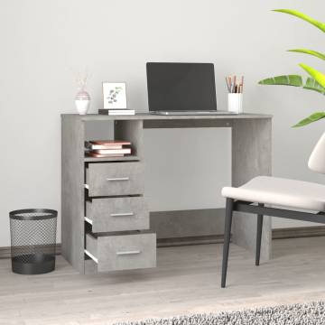 Modern Desk with Drawers in Concrete Grey - 102x50x76 cm