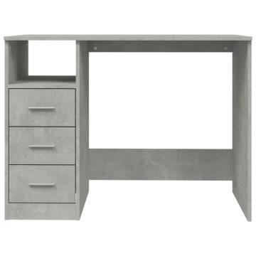 Modern Desk with Drawers in Concrete Grey - 102x50x76 cm