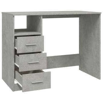 Modern Desk with Drawers in Concrete Grey - 102x50x76 cm