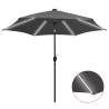 300 cm Anthracite Parasol with LED Lights and Aluminium Pole