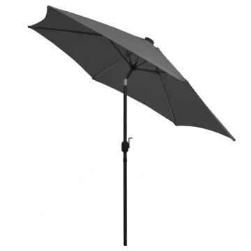 300 cm Anthracite Parasol with LED Lights and Aluminium Pole