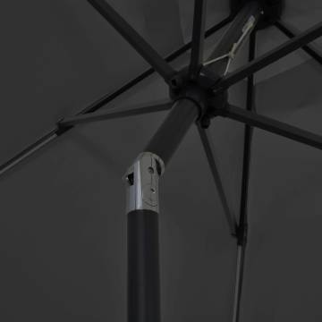 300 cm Anthracite Parasol with LED Lights and Aluminium Pole