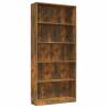 5-Tier Smoked Oak Book Cabinet - Stylish Storage Solution