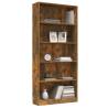 5-Tier Smoked Oak Book Cabinet - Stylish Storage Solution