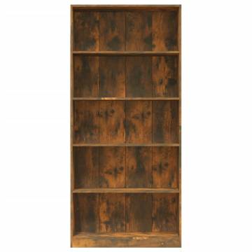 5-Tier Smoked Oak Book Cabinet - Stylish Storage Solution