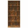 5-Tier Smoked Oak Book Cabinet - Stylish Storage Solution