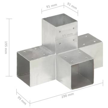 Post Connectors 4 pcs X Shape Galvanised Metal | HipoMarket